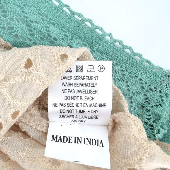 Gypsy Queen Paris Collection Beige & Turquoise Eyelet Halter Top - Size M/L -NWT - Picture 11 of 16